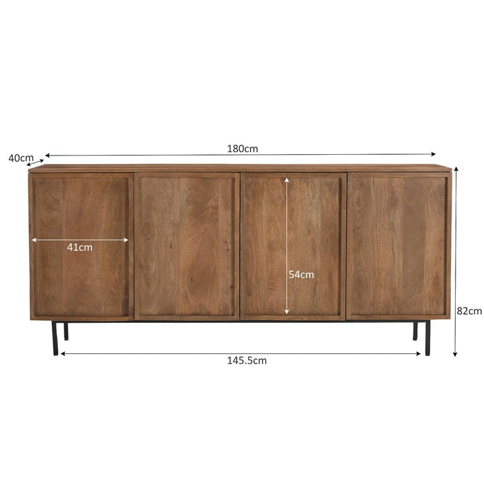 Dressoir Elan Mangohout Naturel hout 40x180x82 cm-Livingfurn