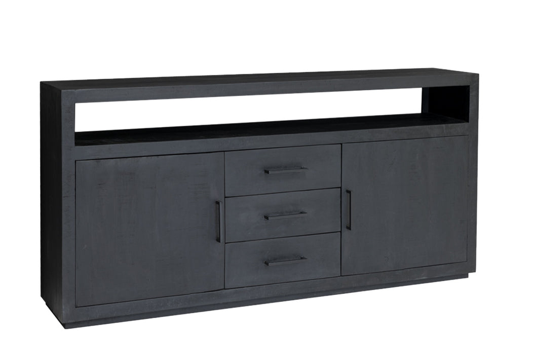 Dressoir Jaxx Mangohout Zwart 180x40 cm-Dressoirs-Livingfurn