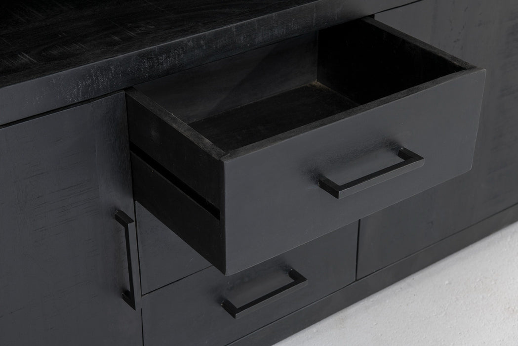 Dressoir Jaxx Mangohout Zwart 180x40 cm-Dressoirs-Livingfurn