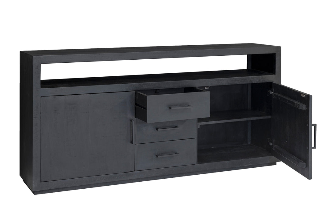 Dressoir Jaxx Mangohout Zwart 180x40 cm-Dressoirs-Livingfurn