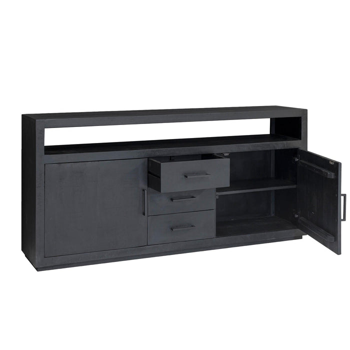 Dressoir Jaxx Mangohout Zwart 180x40x85 cm-Dressoirs-Livingfurn