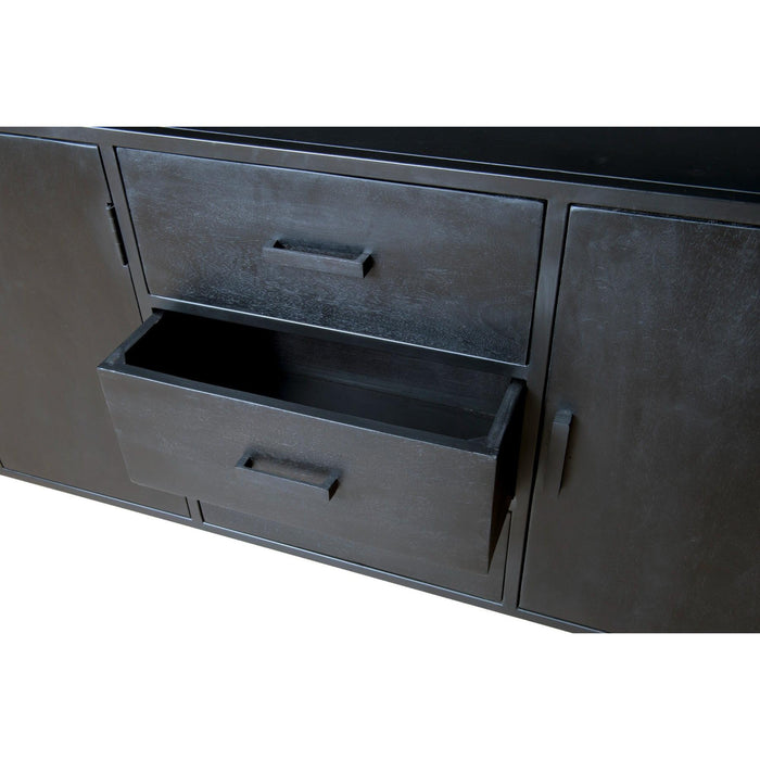 Dressoir Kala Open Mangohout Zwart 180x40x85 cm-Dressoirs-Livingfurn