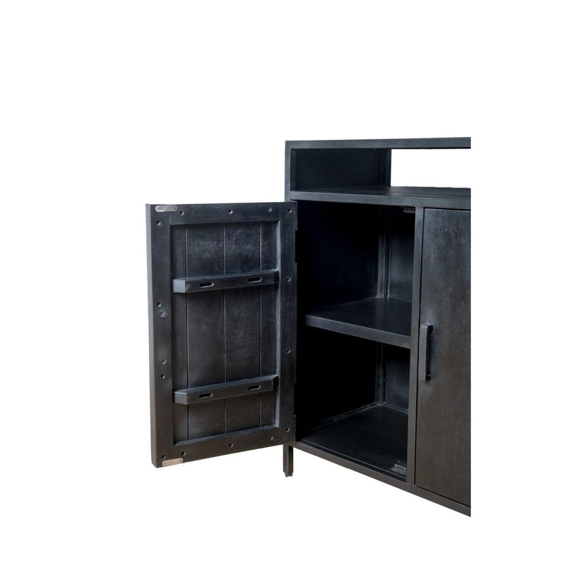 Dressoir Kala Open Mangohout Zwart 180x40x85 cm-Dressoirs-Livingfurn
