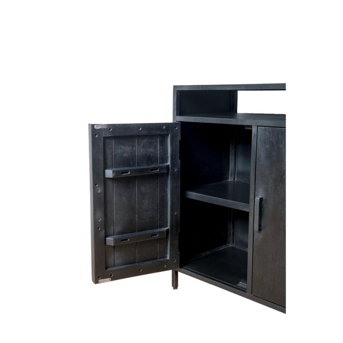 Dressoir Kala Open Mangohout Zwart 180x40x85 cm-Dressoirs-Livingfurn