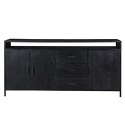 Dressoir Kala Open Mangohout Zwart 180x40x85 cm-Dressoirs-Livingfurn