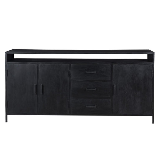 Dressoir Kala Open Mangohout Zwart 180x40x85 cm-Livingfurn