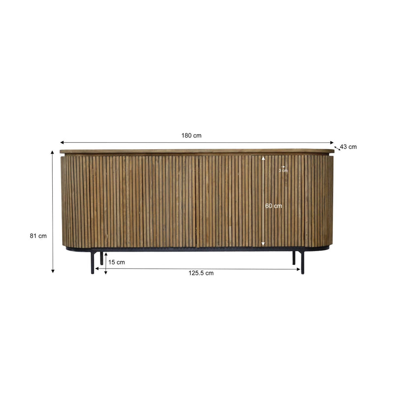 Dressoir Lausanne Teakhout Naturel hout 43x180x80 cm-Dressoirs-Livingfurn