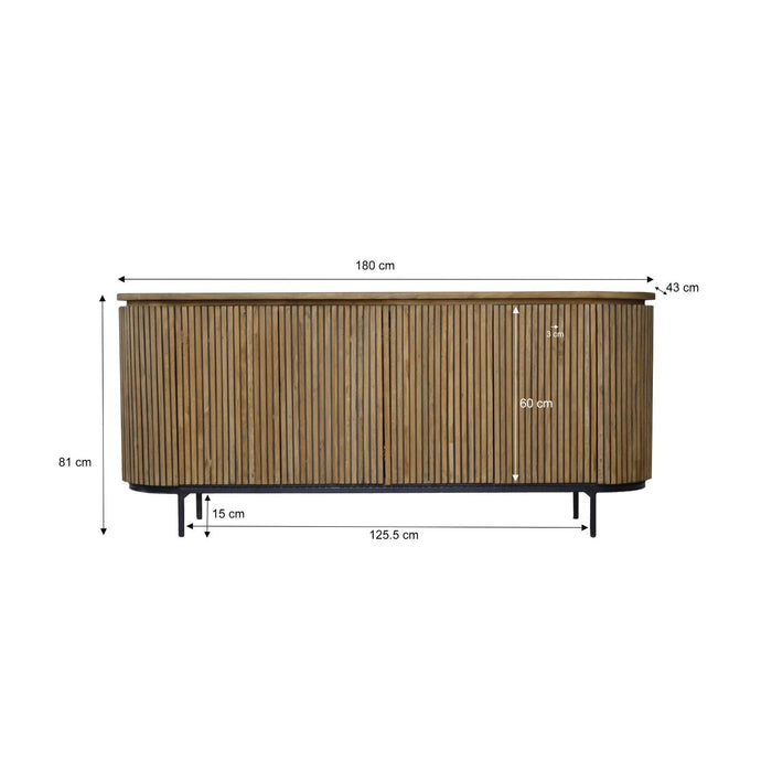 Dressoir Lausanne Teakhout Naturel hout 43x180x80 cm-Dressoirs-Livingfurn