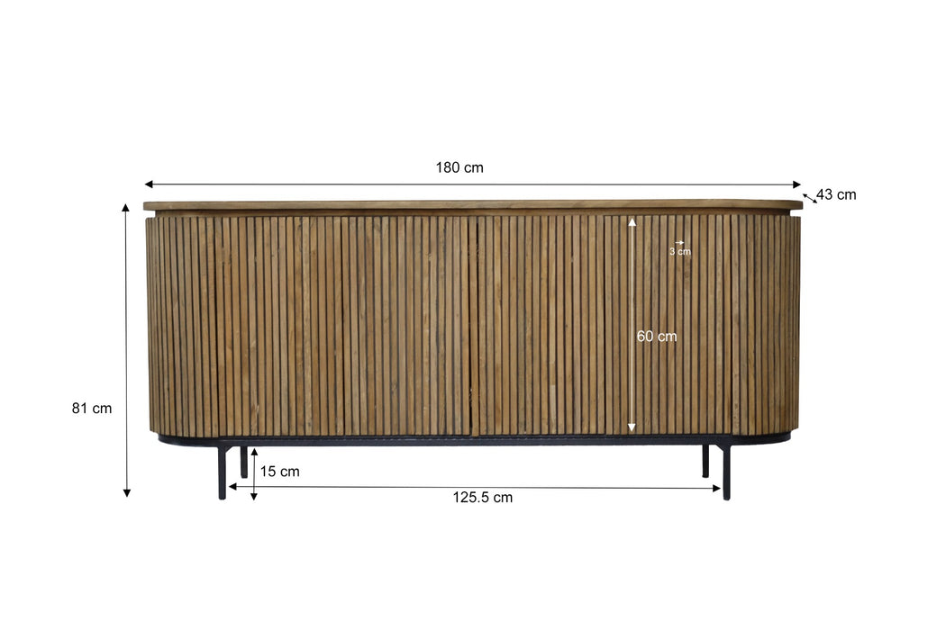 Dressoir Lausanne Teakhout Naturel hout 43x180x80 cm-Livingfurn