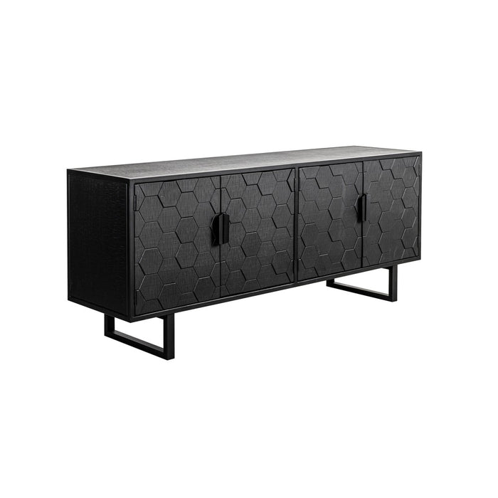 Dressoir Linc Low Fir hout, Metaal Zwart 36x140 cm-Dressoirs-Creating Home