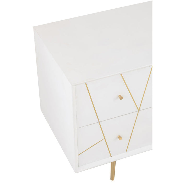 Dressoir Lines 4 Lades 2 Doors Hout | Metaal Wit | Gold-Dressoirs-J-Line