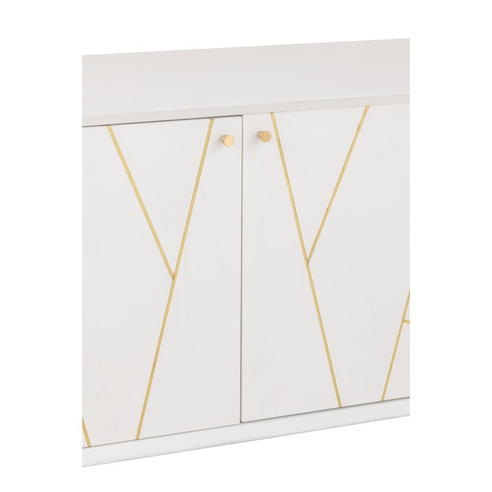 Dressoir Lines 4 Lades 2 Doors Hout | Metaal Wit | Gold-Dressoirs-J-Line