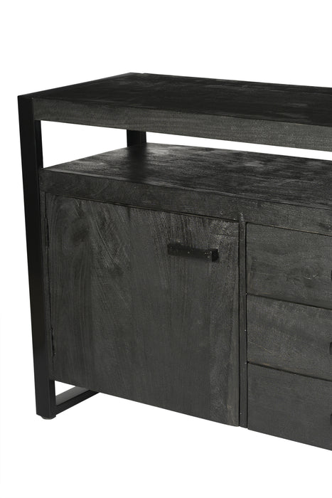 Dressoir Norris Mangohout Zwart 180x43x80 cm-Livingfurn