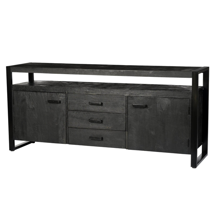 Dressoir Norris Mangohout Zwart 180x43x80 cm-Livingfurn