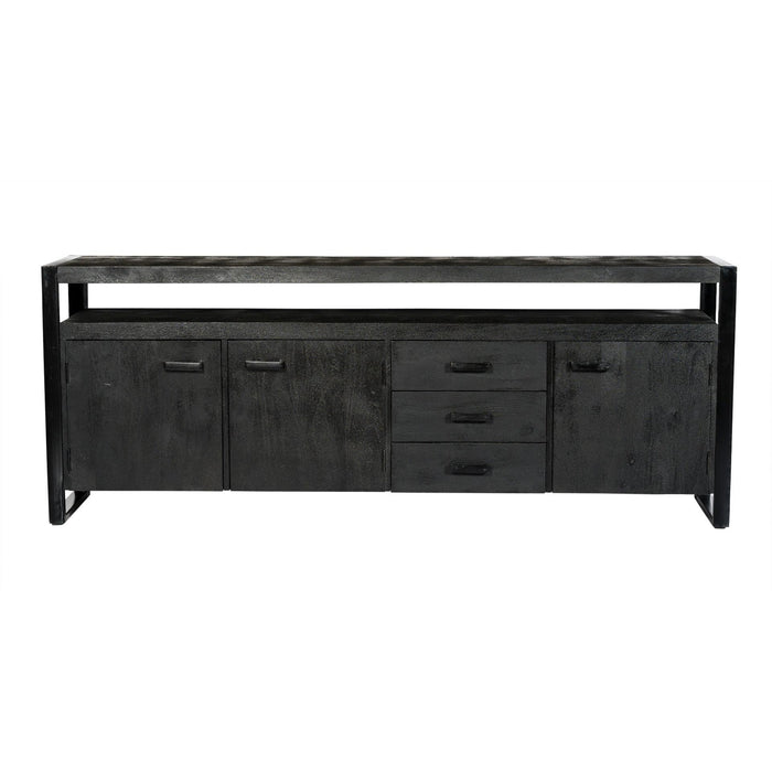 Dressoir Norris Mangohout Zwart 43x210x80 cm-Livingfurn