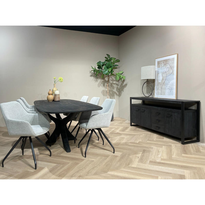 Dressoir Norris Mangohout Zwart 43x210x80 cm-Livingfurn