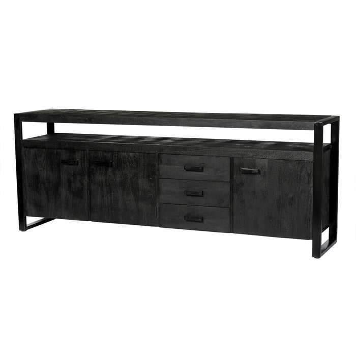 Dressoir Norris Mangohout Zwart 43x210x80 cm-Livingfurn