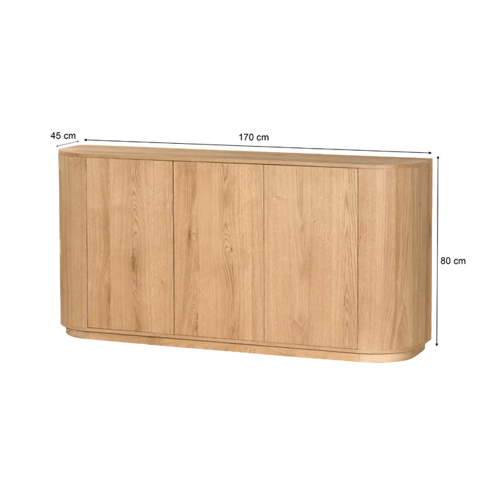 Dressoir Novero Eikenhout fineer Naturel hout 170x45 cm-Dressoirs-Livingfurn