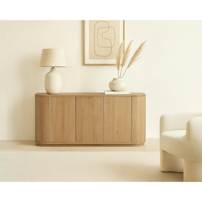 Dressoir Novero Eikenhout fineer Naturel hout 170x45x80 cm-Dressoirs-Livingfurn