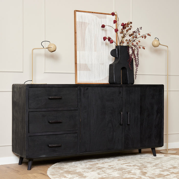 Dressoir Omaha Black | 180 cm-Dressoirs-Starfurn