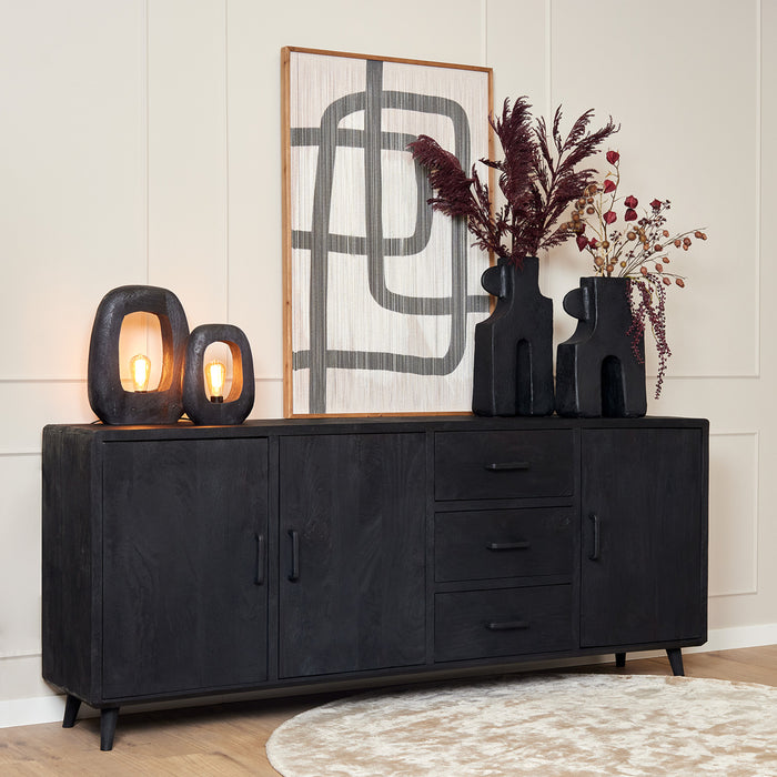 Dressoir Omaha Black | 220 cm-Dressoirs-Starfurn