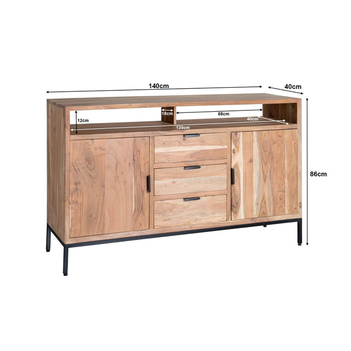 Dressoir Oslo Acasia Acaciahout Naturel hout 140x40x85 cm-Dressoirs-Livingfurn