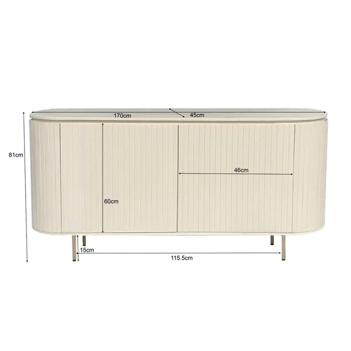 Dressoir Patou Mangohout Beige 43x170x81 cm-Dressoirs-Livingfurn
