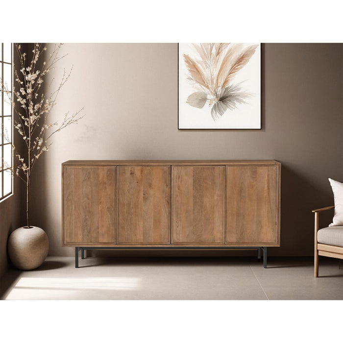 Dressoir Ravenstein Mangohout Naturel hout 40x86x180 cm-Dressoirs-Livingfurn