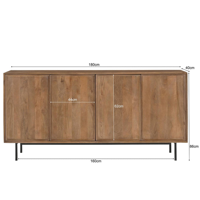 Dressoir Ravenstein Mangohout Naturel hout 40x86x180 cm-Dressoirs-Livingfurn