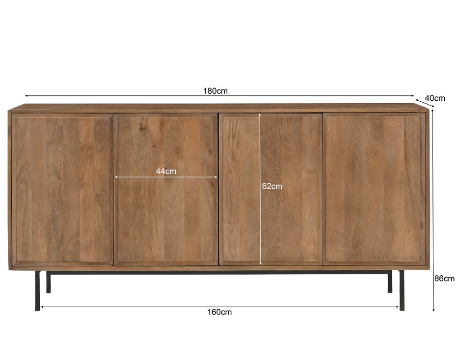 Dressoir Ravenstein Mangohout Naturel hout 40x86x180 cm-Livingfurn