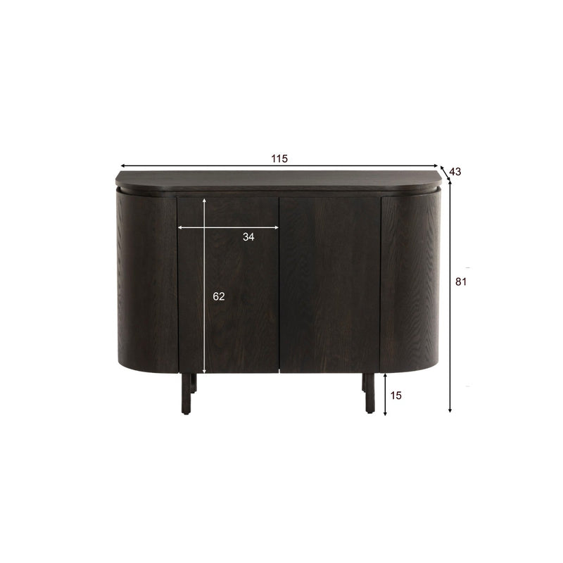 Dressoir Tobago Eikenhout fineer Bruin 115x43x81 cm-Dressoirs-Livingfurn