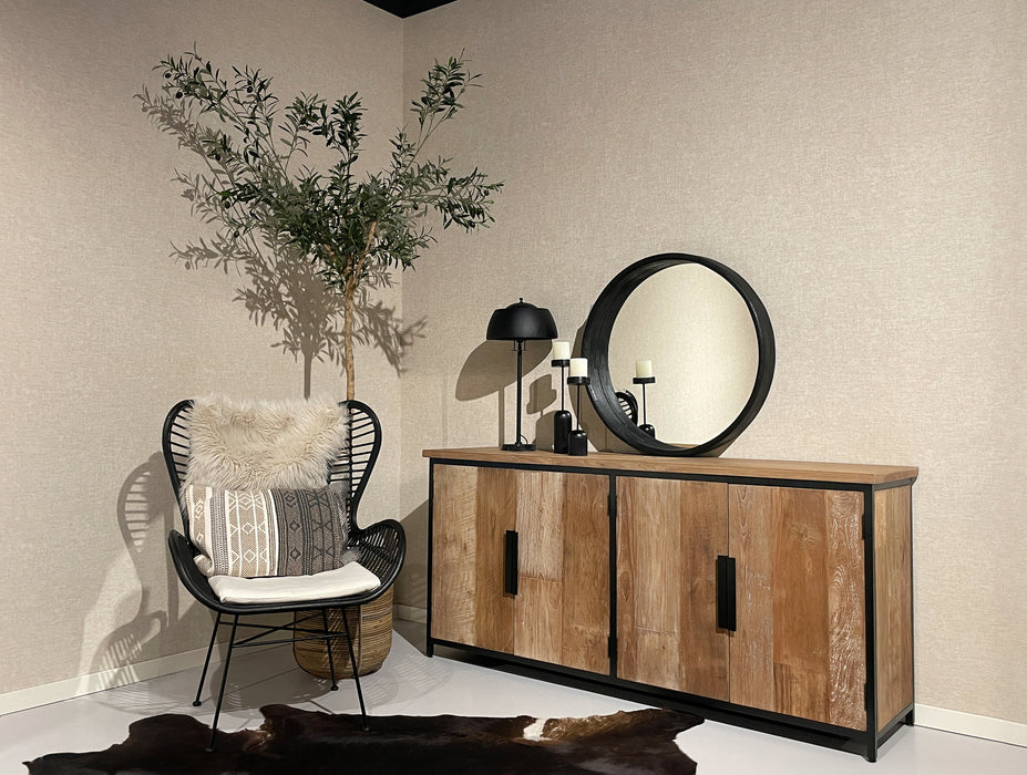 Dressoir Tomar Teakhout Naturel hout 185x40 cm-Dressoirs-Livingfurn