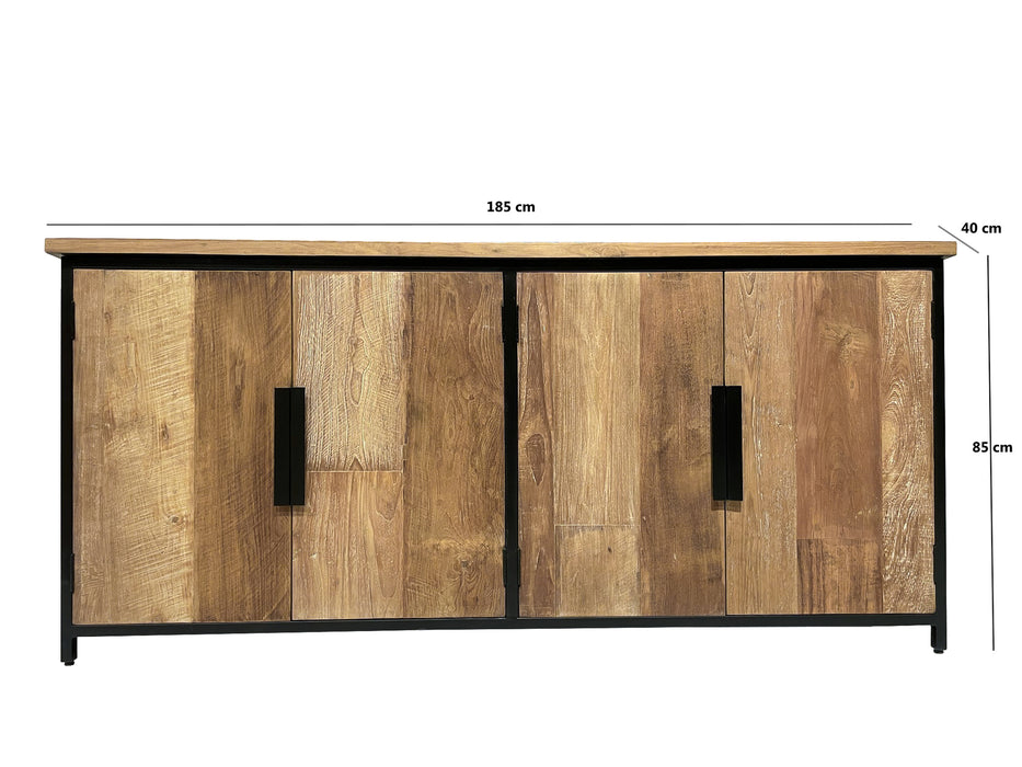 Dressoir Tomar Teakhout Naturel hout 185x40x85 cm-Livingfurn