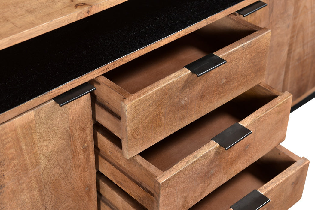 Dressoir Valdez Mangohout Naturel hout 150x40 cm-Dressoirs-Livingfurn