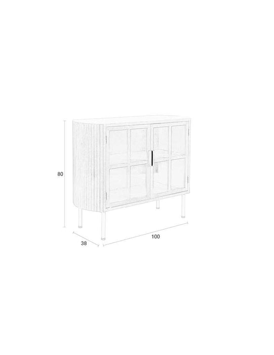 Dressoir Yaz High Rubber hout Bruin 38x100 cm-Dressoirs-Creating Home