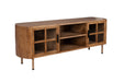Dressoir Yaz Low Rubber hout Bruin 38x150 cm-Dressoirs-Creating Home