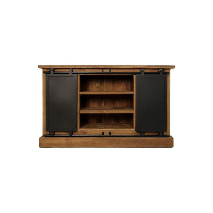 Dressoir zwartburn - 140x43x85- Naturel/zwart - Teak/metaal-Dressoirs-HSM Collection