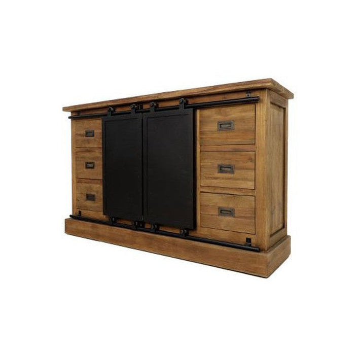 Dressoir zwartburn - 140x43x85- Naturel/zwart - Teak/metaal-Dressoirs-HSM Collection