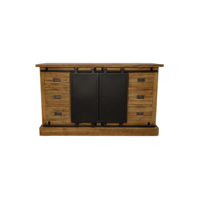 Dressoir zwartburn - 180x50x85 - Naturel/zwart - Teak/metaal-Dressoirs-HSM Collection