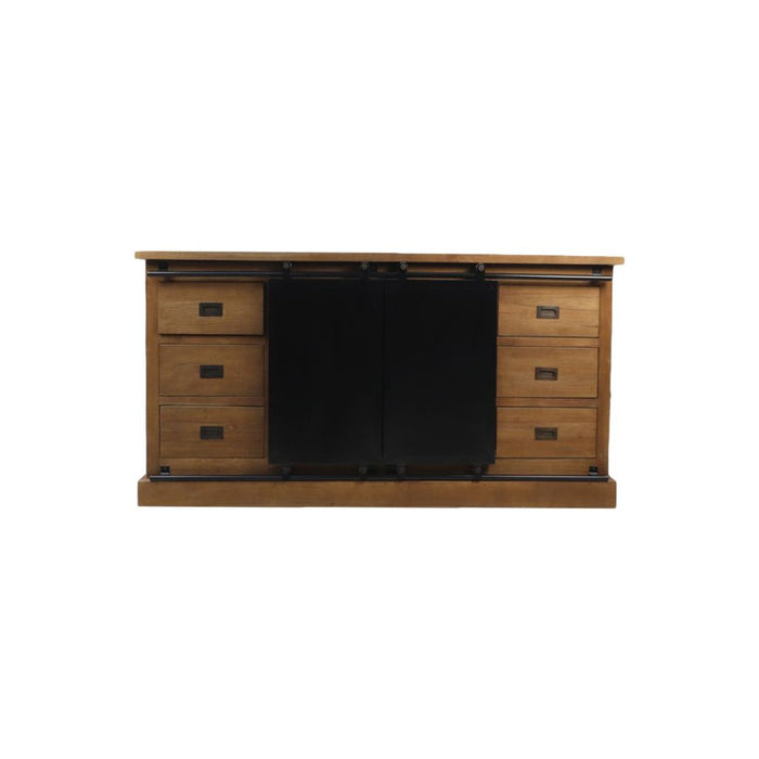 Dressoir zwartburn - 180x50x85 - Naturel/zwart - Teak/metaal-Dressoirs-HSM Collection