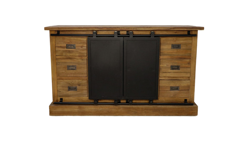 Dressoir zwartburn - 180x50x85 - Naturel/zwart - Teak/metaal-Dressoirs-HSM Collection