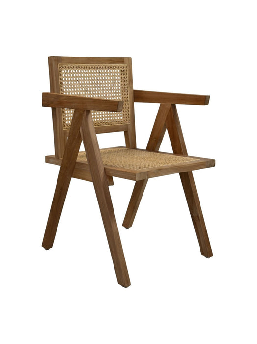 Eetkamer stoel - 56x52x83 - Naturel - Teak/rotan-Eetkamerstoelen-HSM Collection