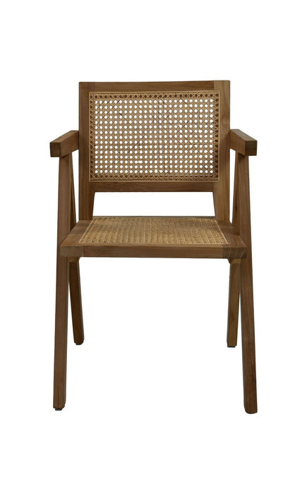 Eetkamer stoel - 56x52x83 - Naturel - Teak/rotan-Eetkamerstoelen-HSM Collection