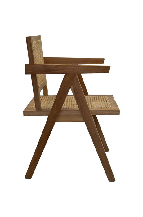 Eetkamer stoel - 56x52x83 - Naturel - Teak/rotan-Eetkamerstoelen-HSM Collection