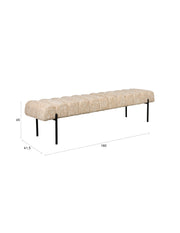 Eetkamerbank Jethro 160 Polyester, Metaal Beige 41.5x160-Eetkamerbanken-Creating Home