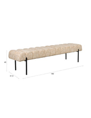 Eetkamerbank Jethro 180 Polyester, Metaal Beige 41.5x180-Eetkamerbanken-Creating Home