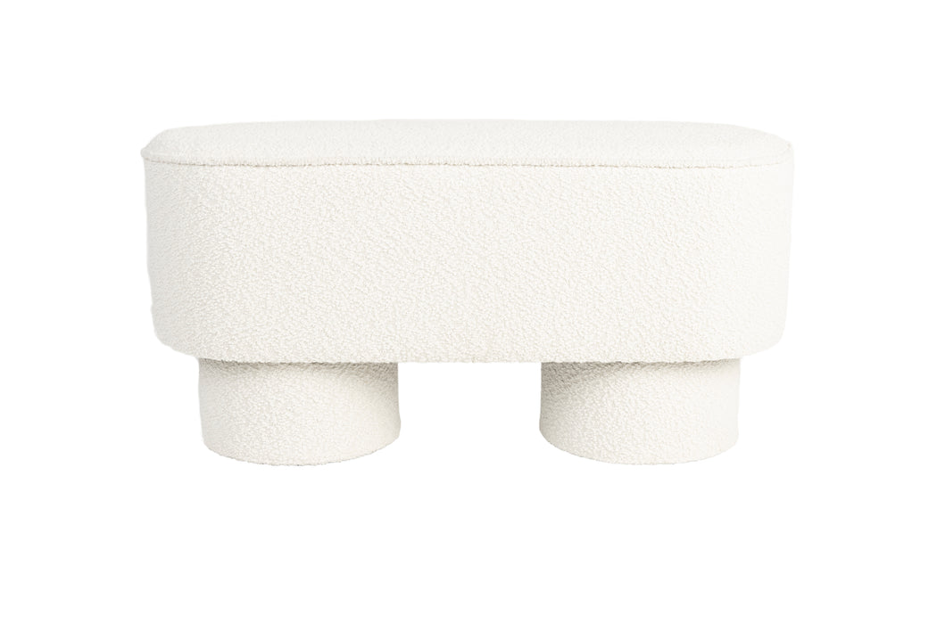 Eetkamerbank Marcos Stof, Polyester, Pine hout Wit 35x93 cm-Eetkamerbanken-Creating Home