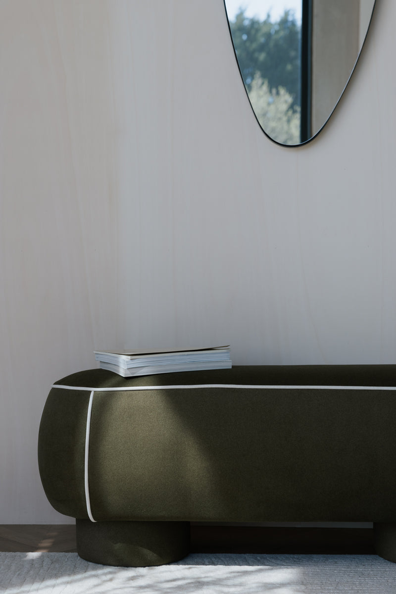 Eetkamerbank Marina L Polyester, Hout Groen 44x121 cm-Eetkamerbanken-Creating Home