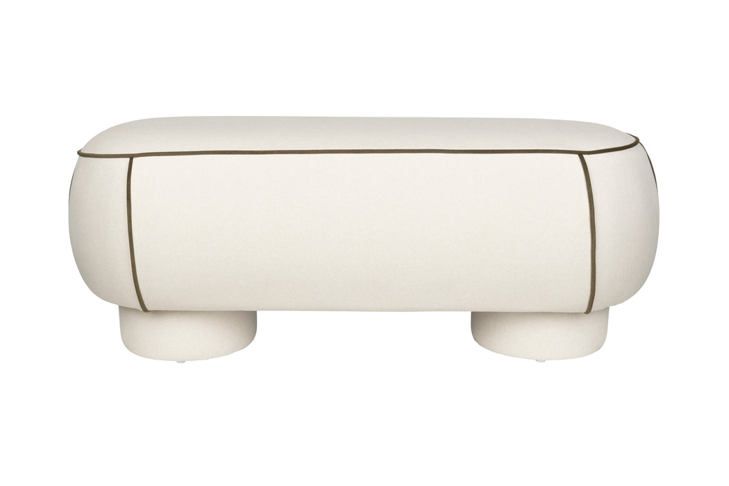 Eetkamerbank Marina L Polyester, Hout Wit 44x121 cm-Eetkamerbanken-White Label Living