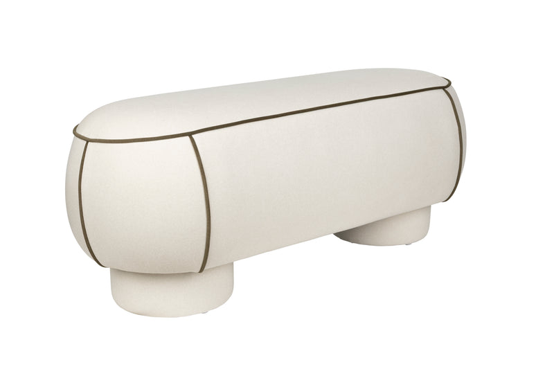 Eetkamerbank Marina L Polyester, Hout Wit 44x121 cm-Eetkamerbanken-Creating Home